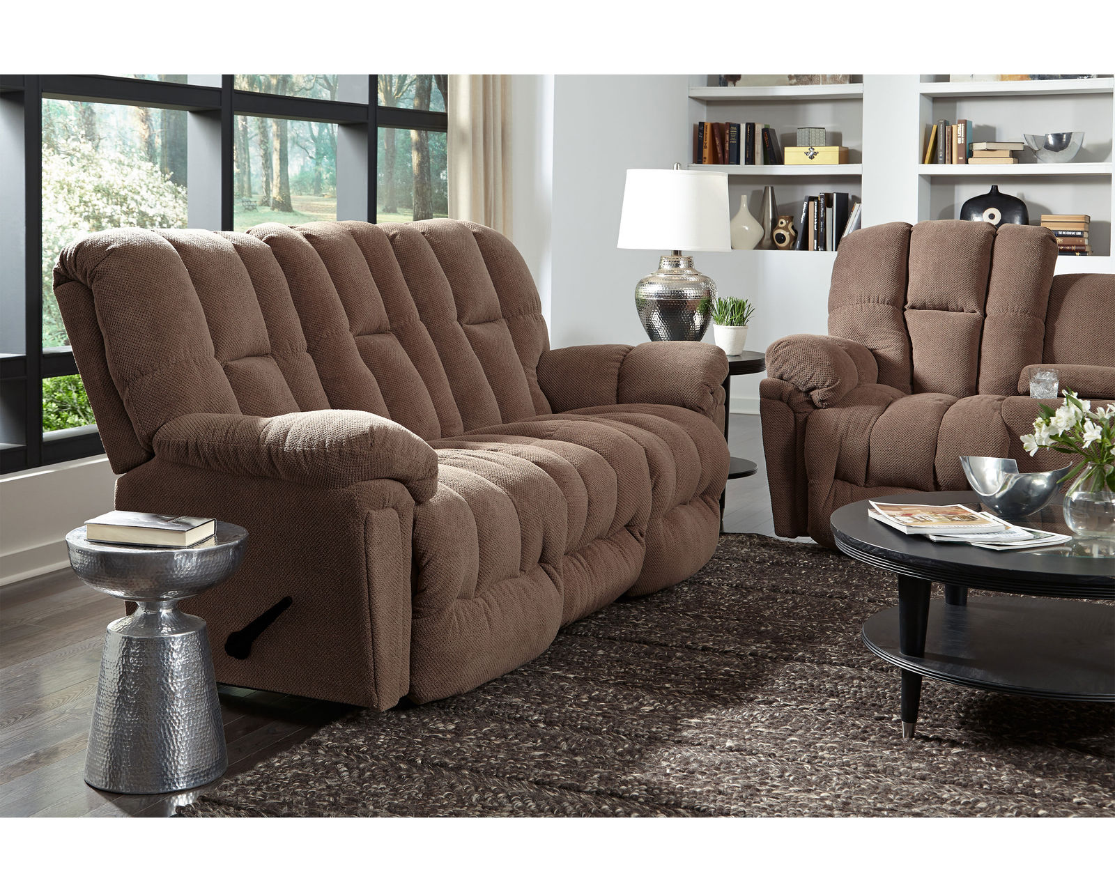Lucas Double Reclining Console Loveseat (+100 fabrics) - Lucas Double Reclining Sofa