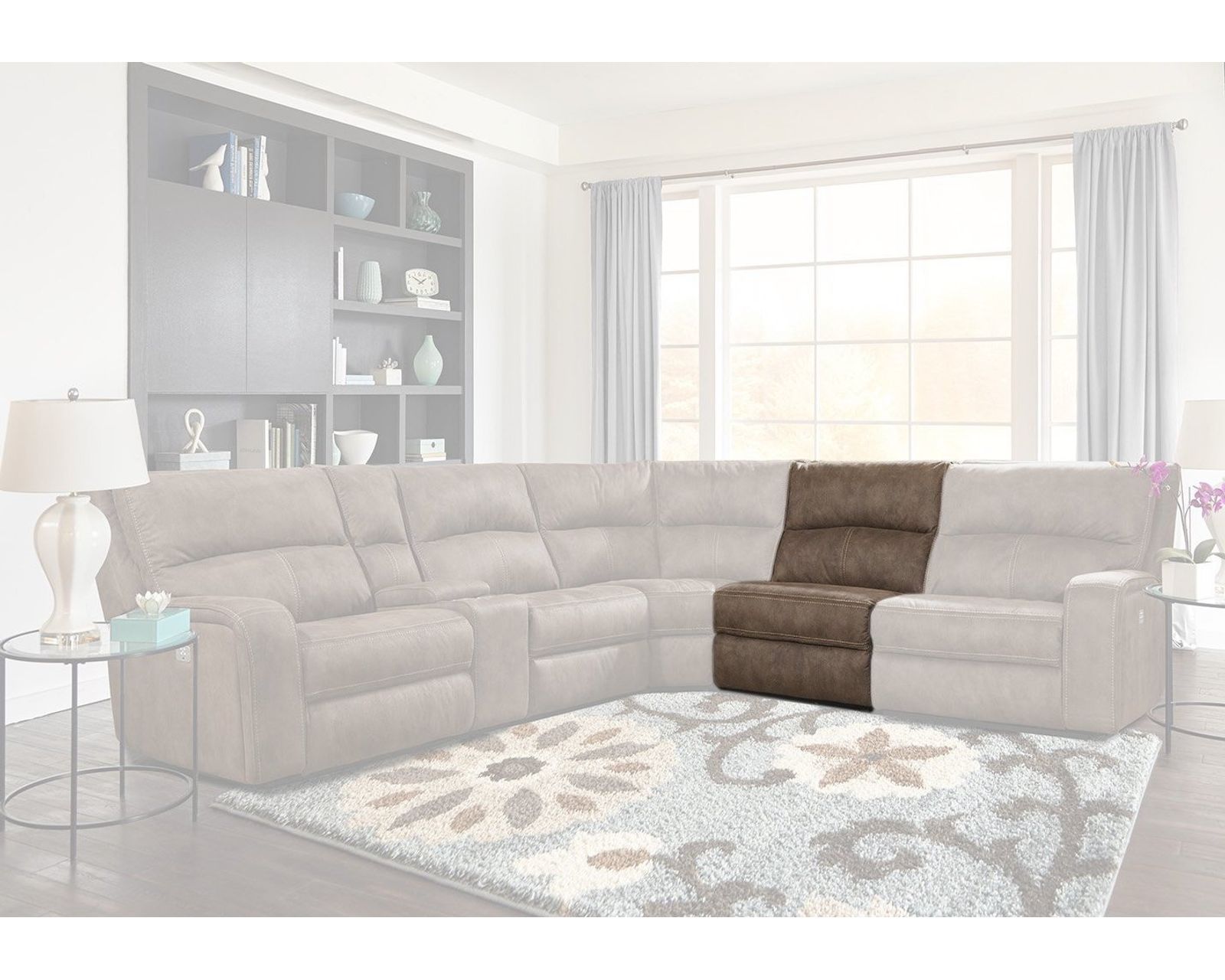 Polaris Power Headrest Power Reclining Sectional Kahlua (In stock - Fast shipping) - Armless Chair