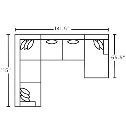 Layout G: Five Piece Sectional 115" x 141.5" x 65.5"