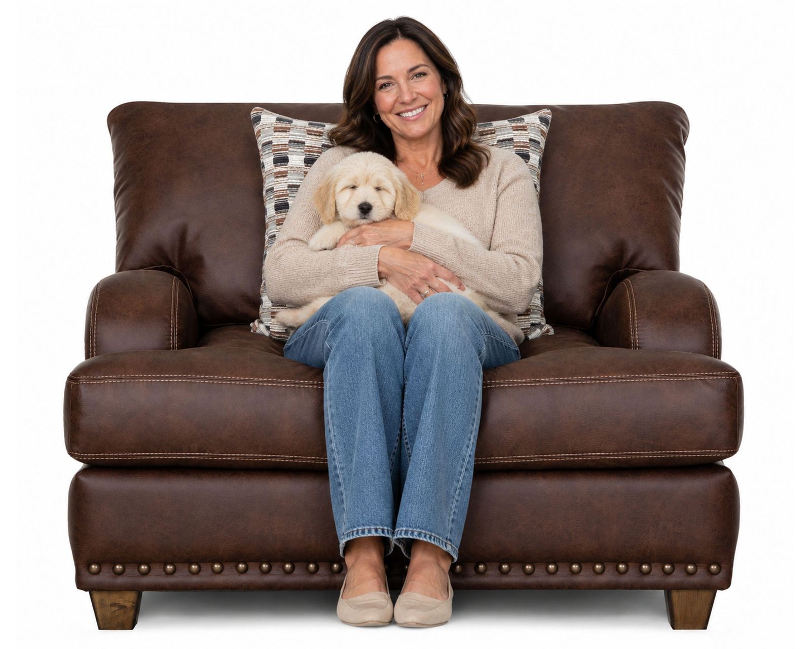 Dayton 93" Leather-Look Fabric Sofa (Rugged Character. Sink-In Comfort. Timeless Style) - Affordable Luxury, Designed for Real Life.