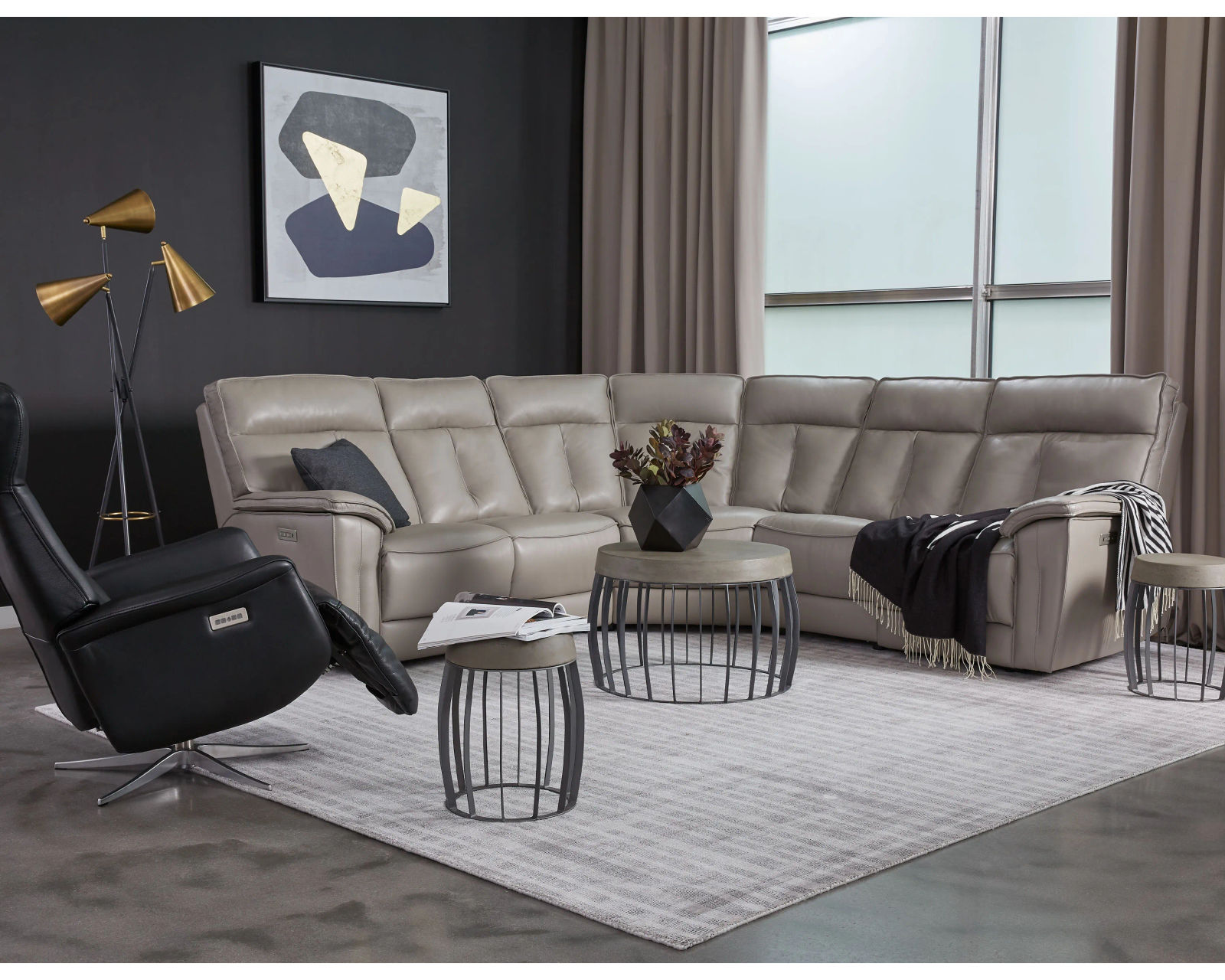 Oakley 41187 Power Headrest Power Reclining Sectional (+100 leathers) - Layout A: Five Piece Reclining Sectional. 110" x 110"