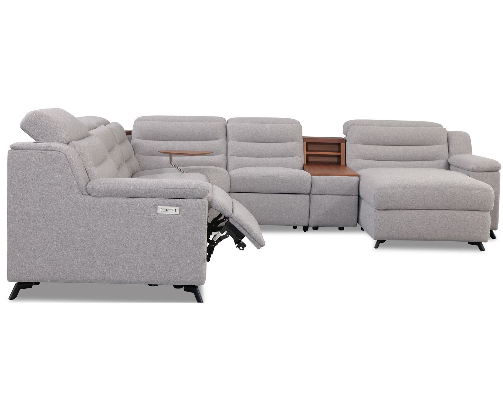 Lotus 44012 Reclining Sectional (+200 colors) - Layout C: Five Piece Chaise Reclining Sectional 127" x 134"
