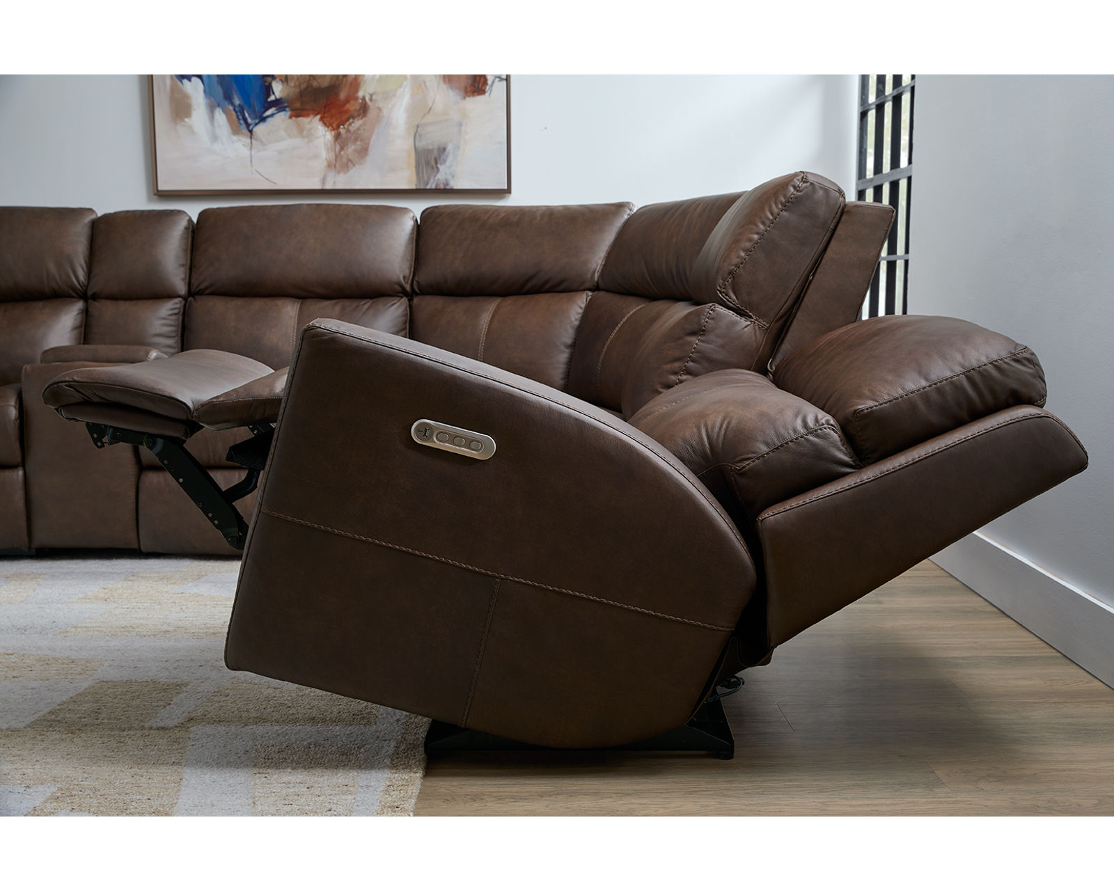 Score 2805 Leather Triple Power Reclining Sectional (+20 leathers) - Triple Power - Power Headrest, Power Recline and Power Adjustable Lumbar