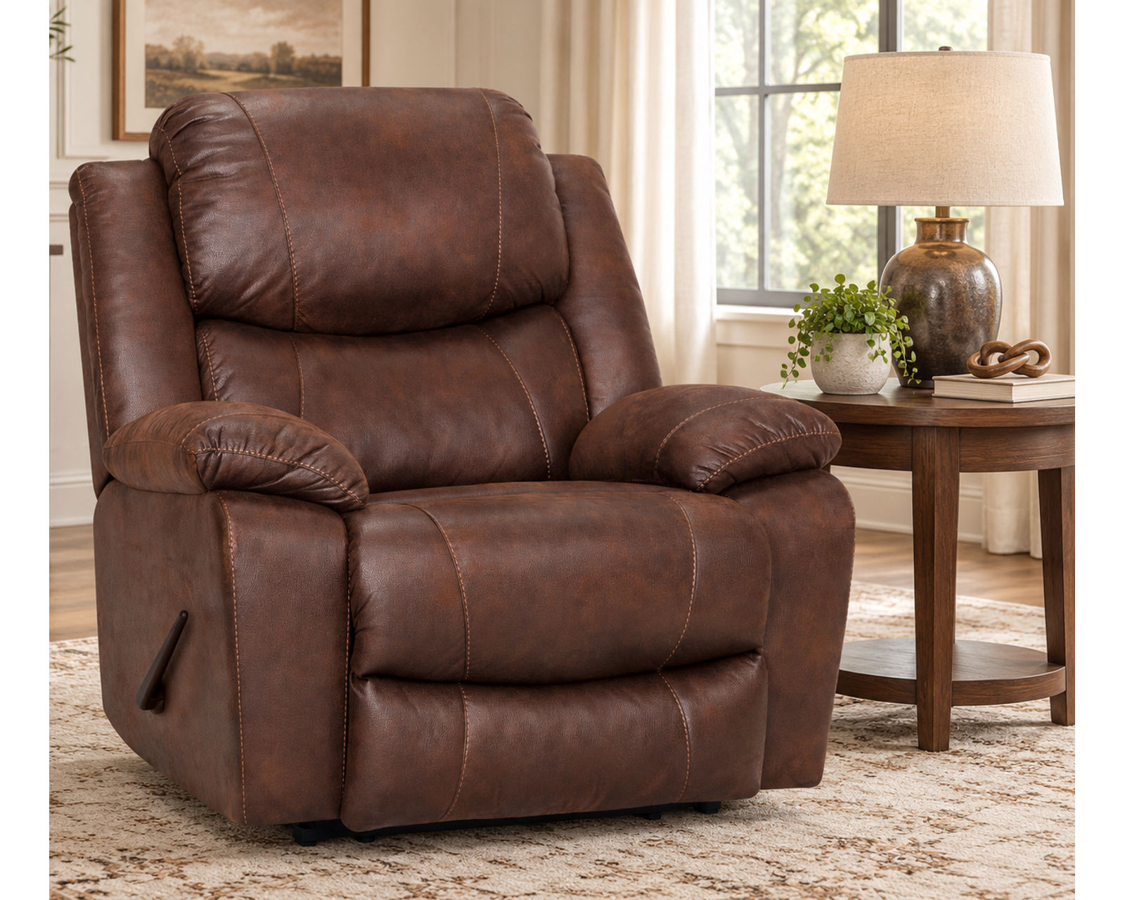 Caesar 9534 500 lb. Oversized Big Man's Rocker Recliner Brown  (Commanding Size. Heavy-Duty Strength. Built for 500 lbs) - Built Bigger. Built Stronger.