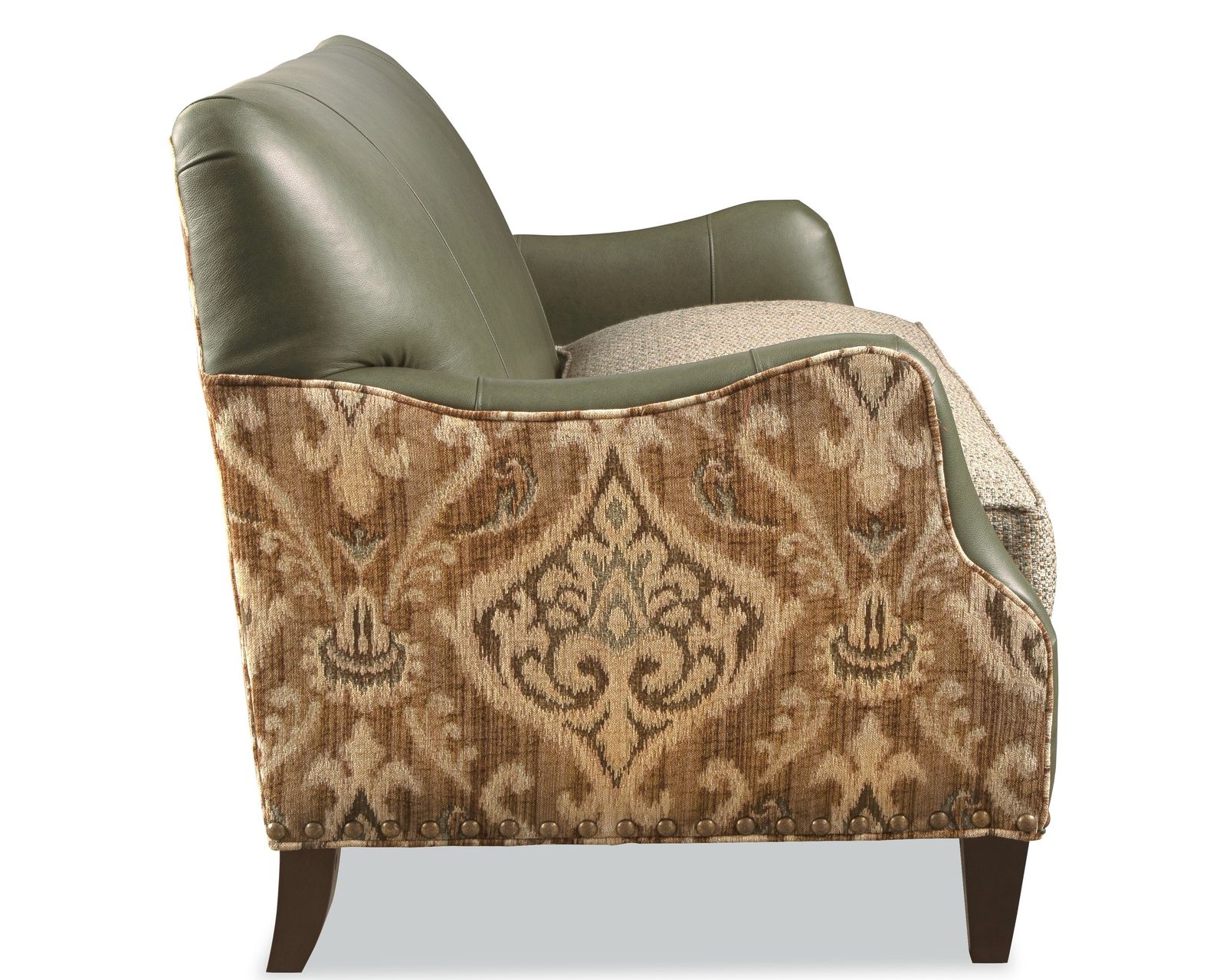Zayden LF0503 Leather and Fabric Settee - Top Grain Leather with Performance Fabric