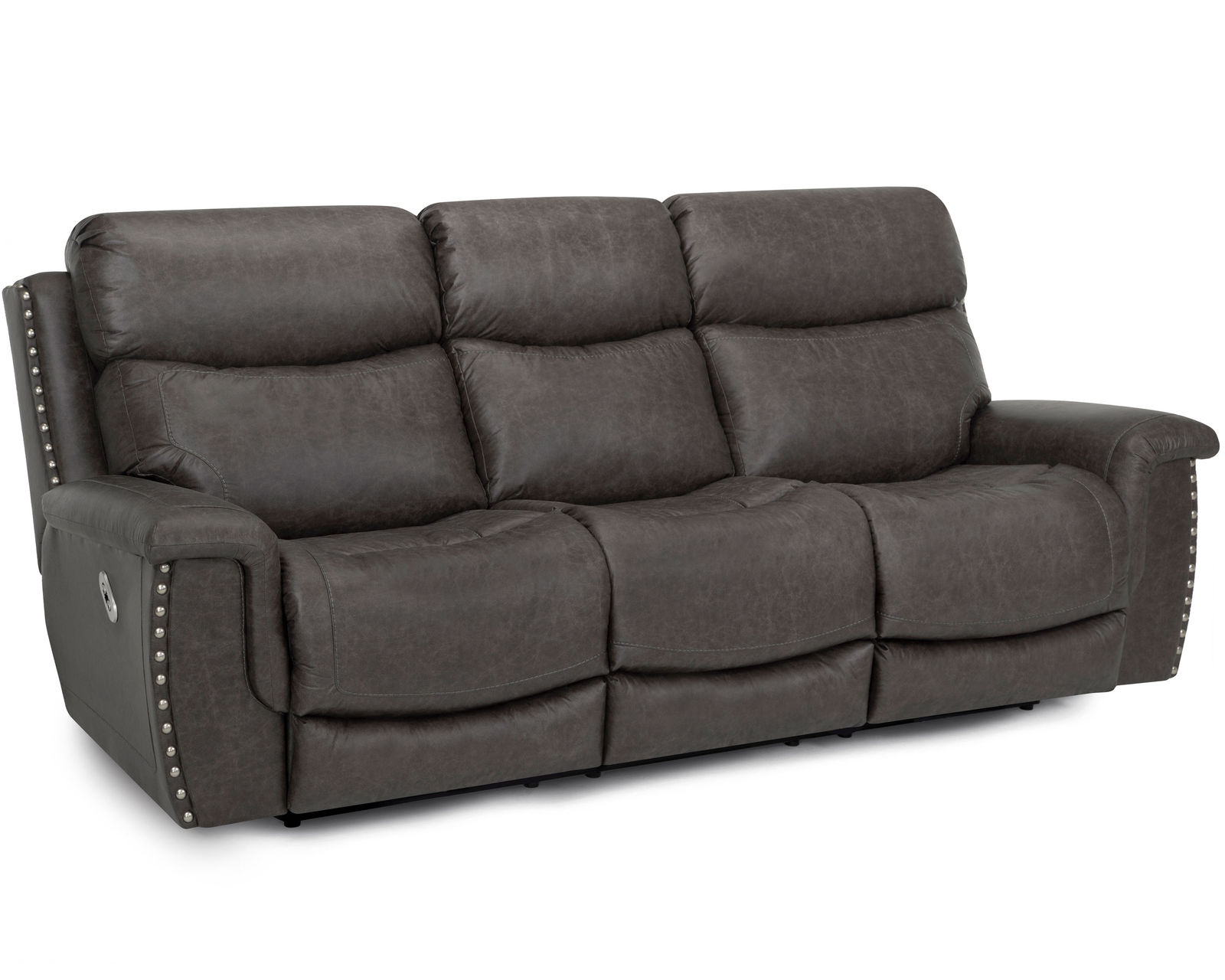 Brixton 647 Reclining Sofa (94") Steel Faux Leather Like Fabric