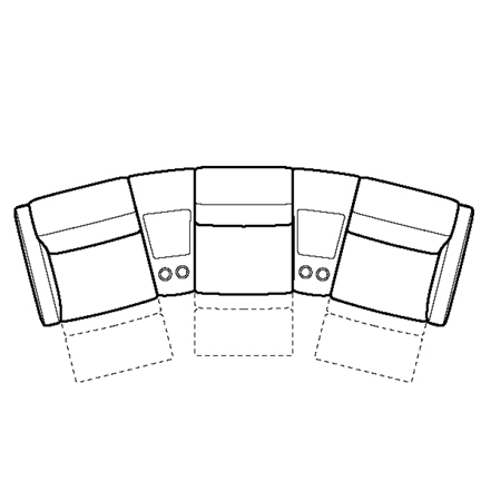 Layout I: Five Piece Home Theater Sectional 156" wide (3 recliners)