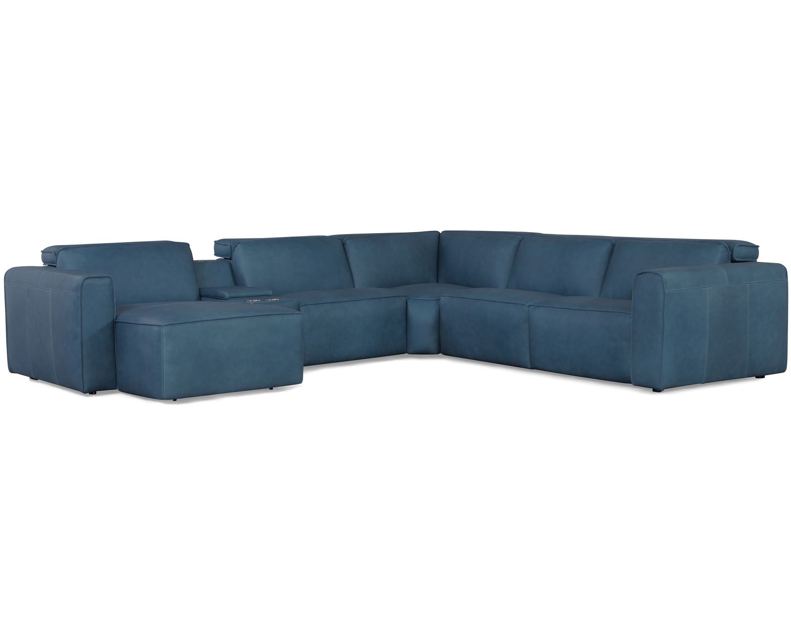Colton 44007 Power Headrest Power Reclining Sectional (+100 leathers) - Layout F: Six Piece Chaise Reclining Sectional 62" x 135" x 122"