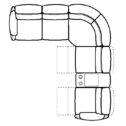 Layout F: Six Piece Sectional 120" x 134" (3 recliners)