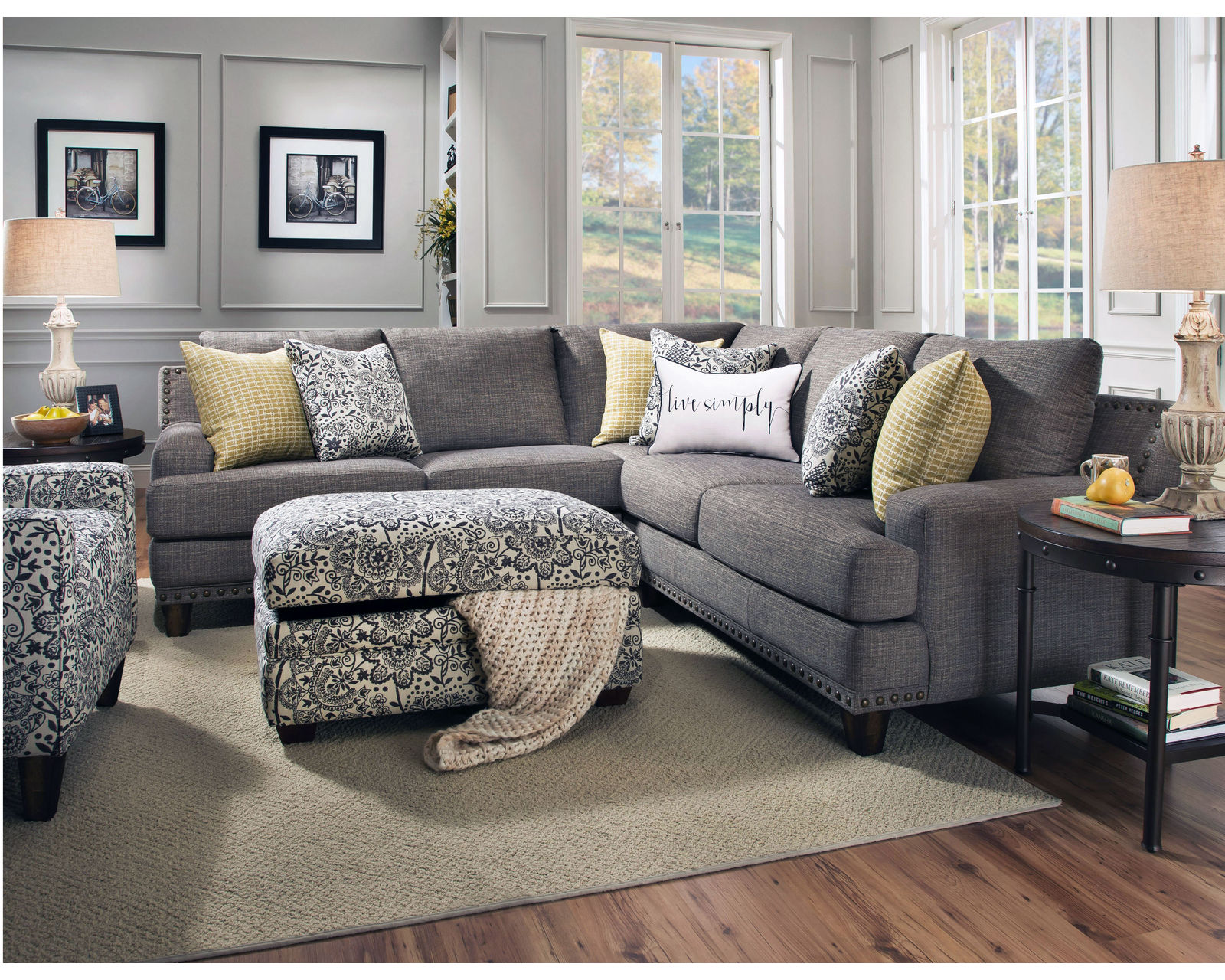 Julienne 864 Stationary Sectional (Includes Pillows) - Take an Extra 25% Off this Sectional - Layout A