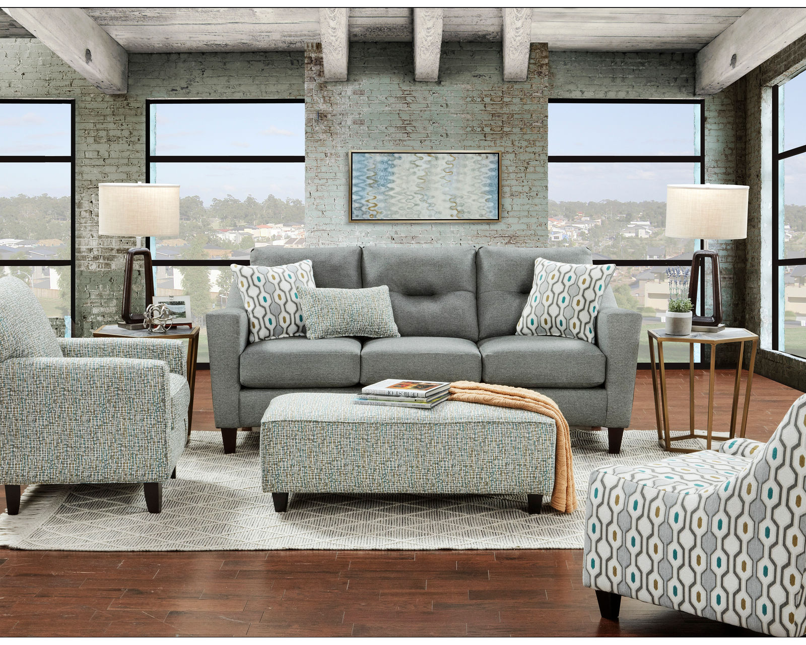 Max Pepper 86" Sofa 8210KP (includes pillows) performance fabric - The entire room is available and on sale