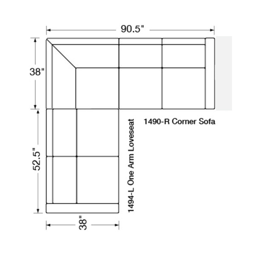 Layout B: Two Piece Sectional (90.5" x 90.5)