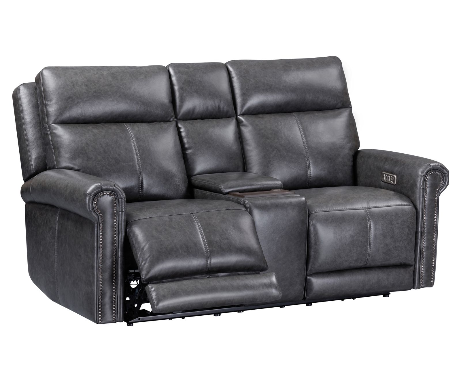 Alexander 1645 Triple Power Reclining Console Loveseat 706-03 (76") 2 colors - in stock - Extrended footrest for extra comfort