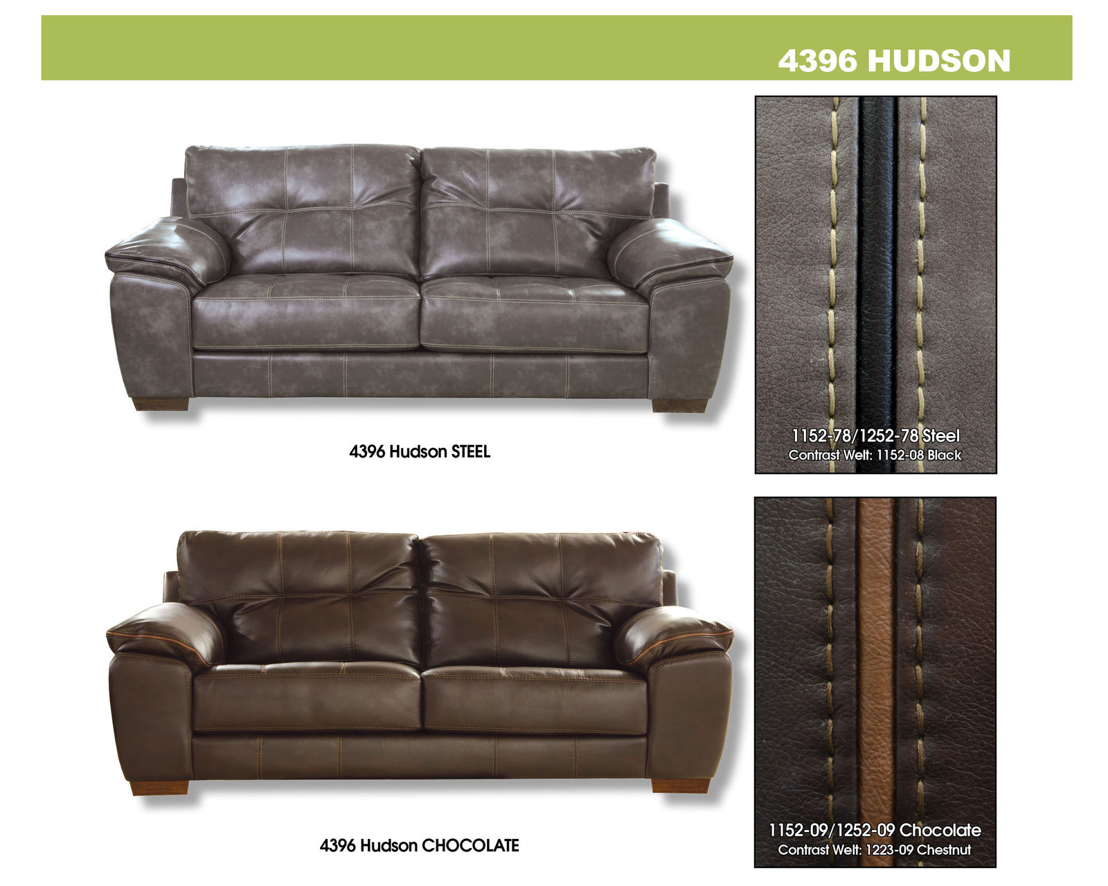 Hudson 97" Faux Leather Sofa (Includes Pillows) - 2 Colors