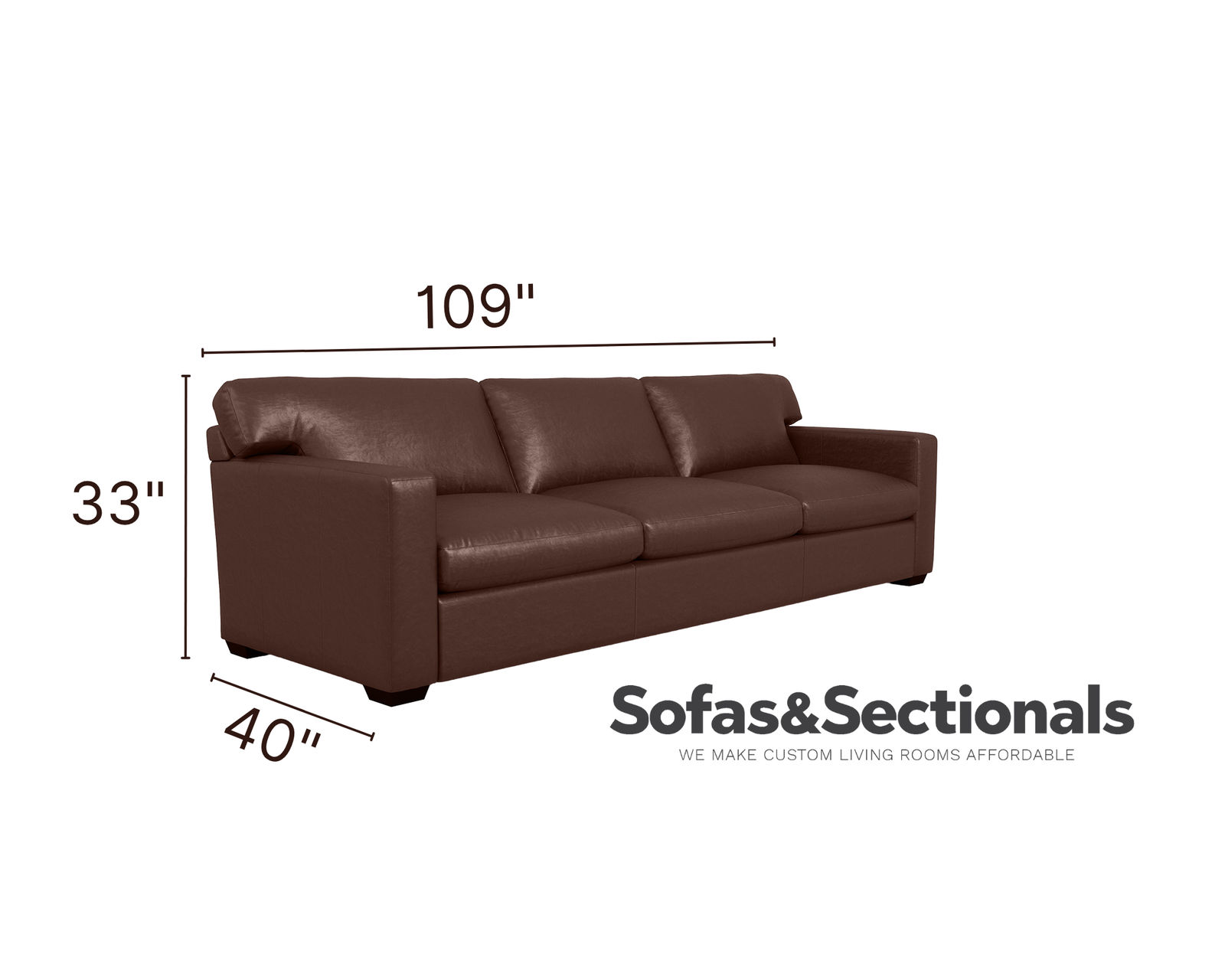 Madison Track Arm Grande 109" Leather Sofa (In Stock)