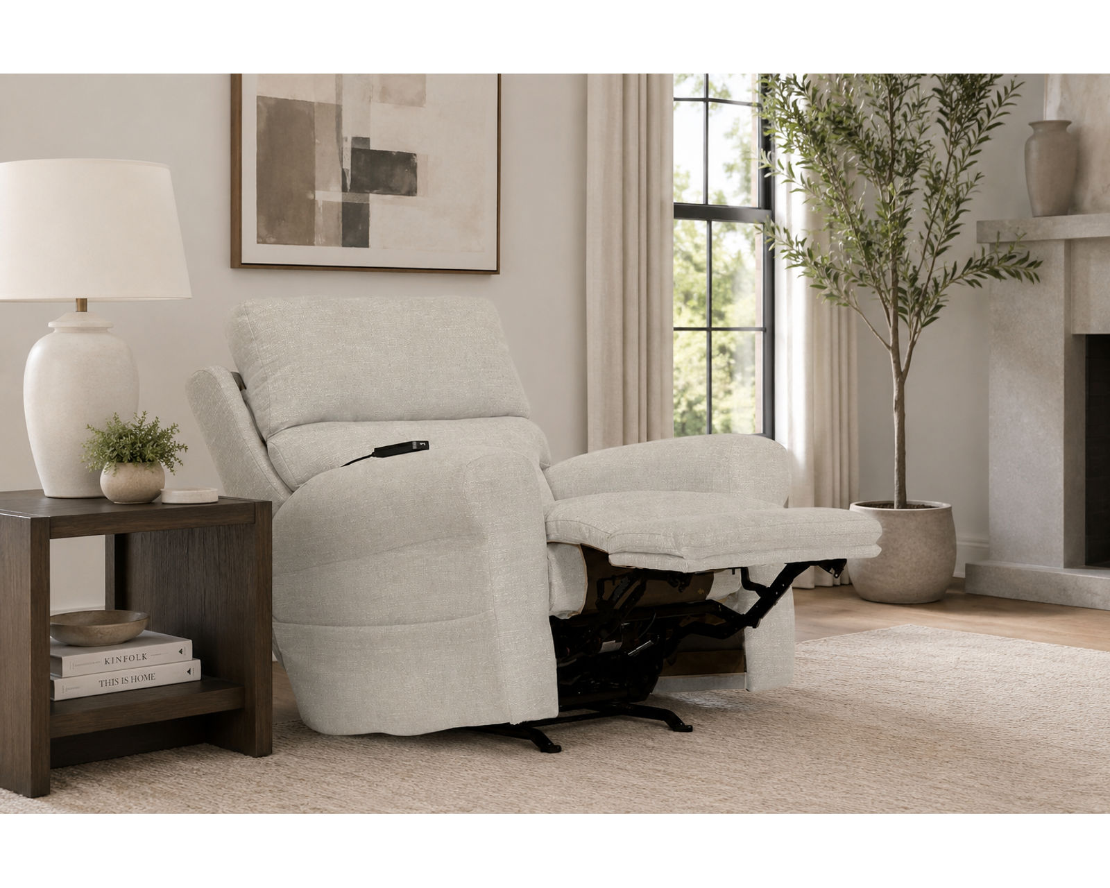 Unity Power Headrest Power Rocker Recliner with CR3 Heat & Therapeutic Massage Nanobionic Performance Fabric (2 colors) - Power Into a Better Kind of Relaxation.
