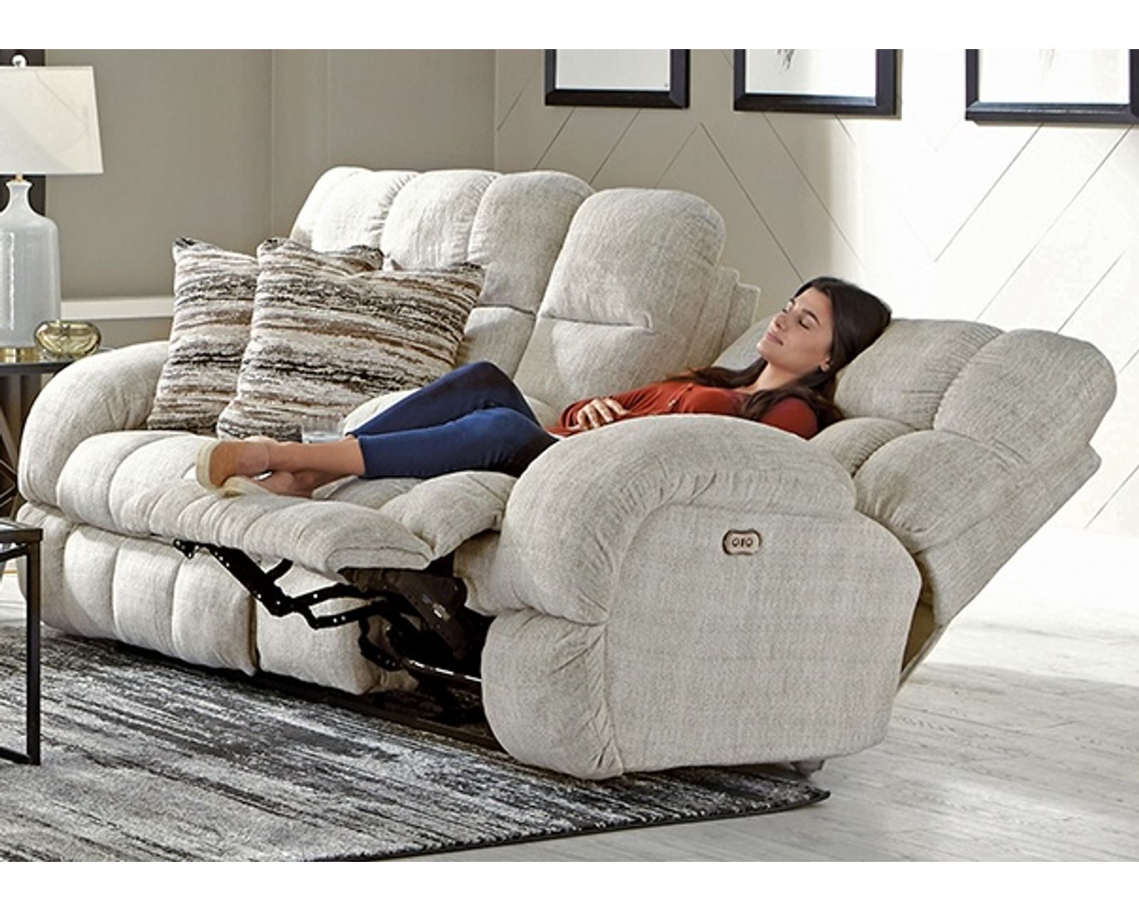 Ashland 93" Power Lay Flat Wide Seat Double Reclining Sofa (two colors) - Stretch Out in Lay Flat Comfort