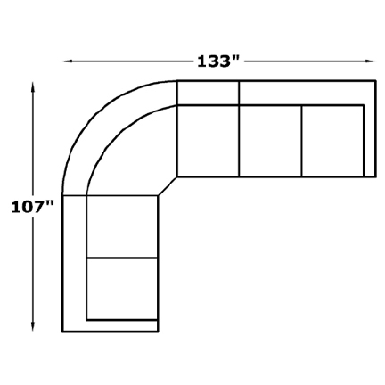 Layout I: Three Piece Sectional 107" x 133"
