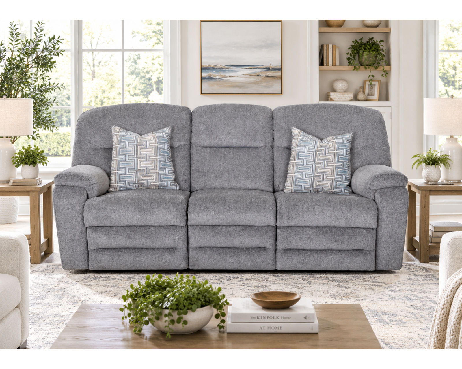 Parkway 89" Reclining Sofa (Plush Comfort. Relaxed Style. Made for Everyday Living) - Shown in Durable Polyester Color Gravel