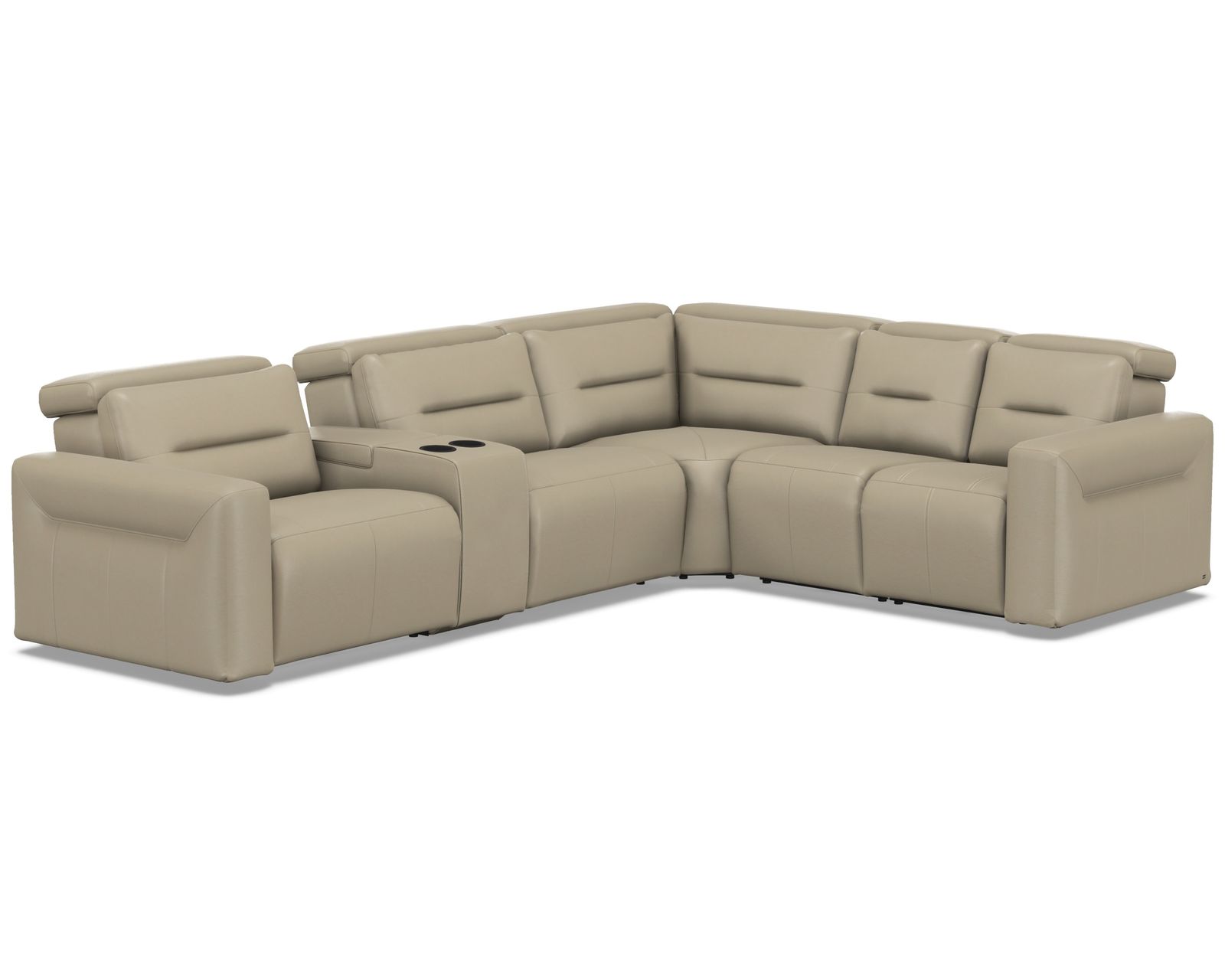 Hudson 3008 Power Headrest Power Reclining Sectional (standard and wide width) +140 leathers - Layout D: Six Piece Wide Reclining Sectional 129" x 116" (three recliners)