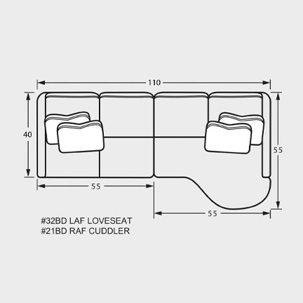Layout B: Two Piece Sectional 110" x 55"