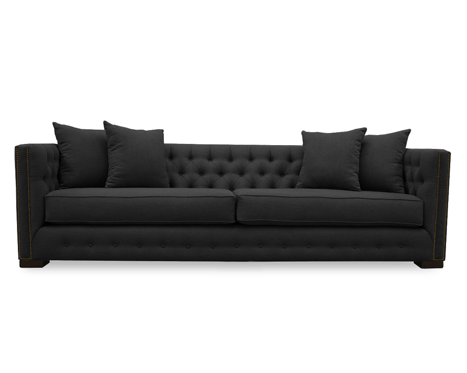 Mirel Tufted Sofa 94" (Choice of Colors) - Mirel Tufted Sofa 94" in Charcoal