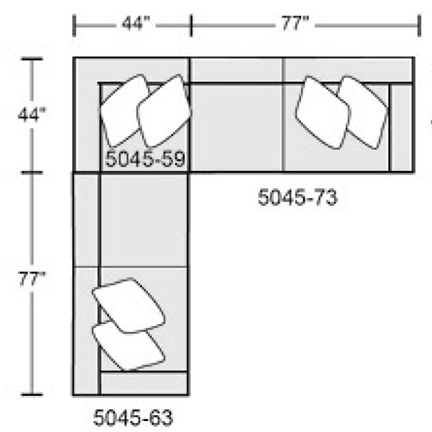 Layout E: Three Piece Sectional 121" x 121"