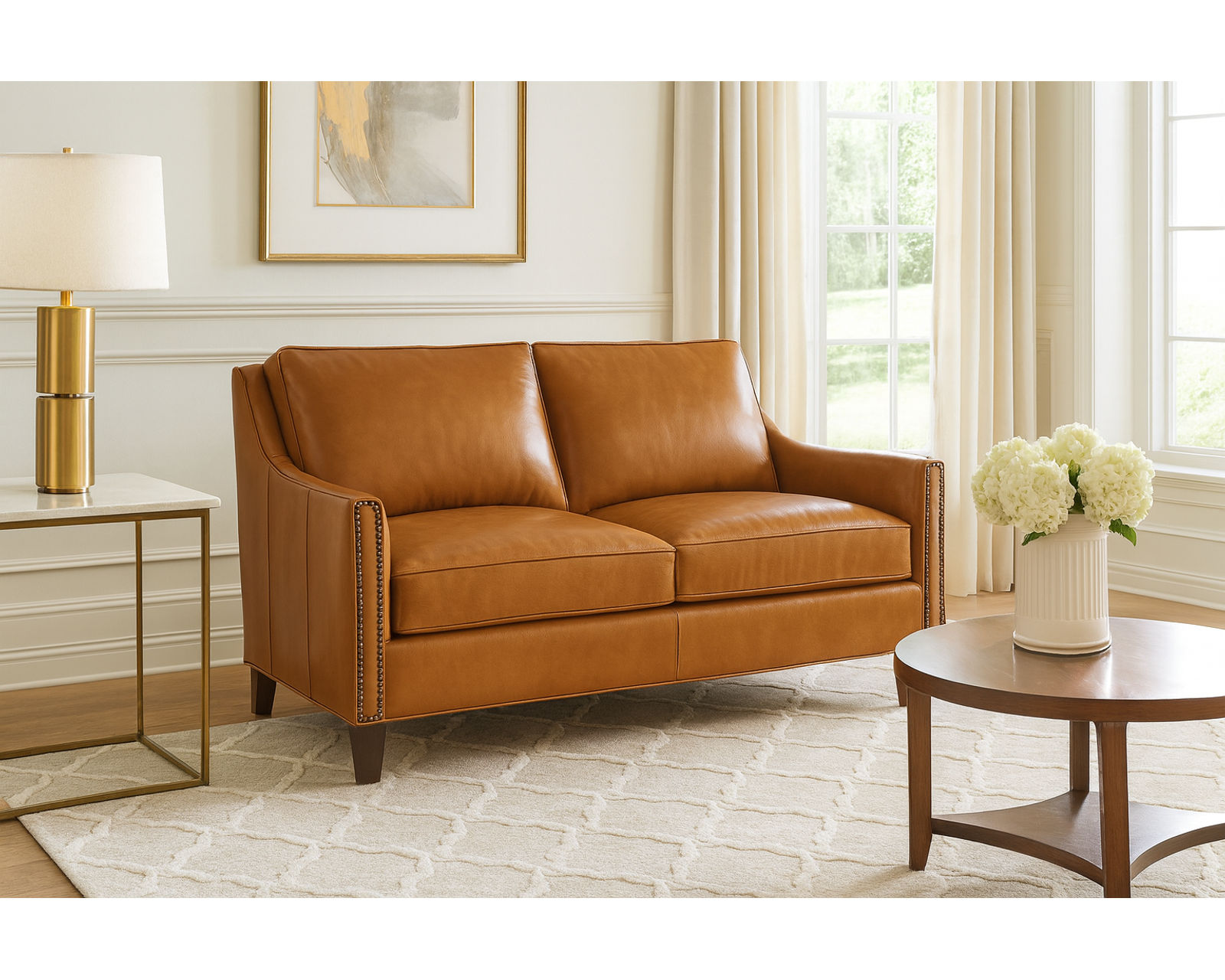 Bradington Young Christopher 318 Sofa (12 leathers) 8-Way Hand Tie - Christopher Stationary Loveseat 8-Way Hand Tie