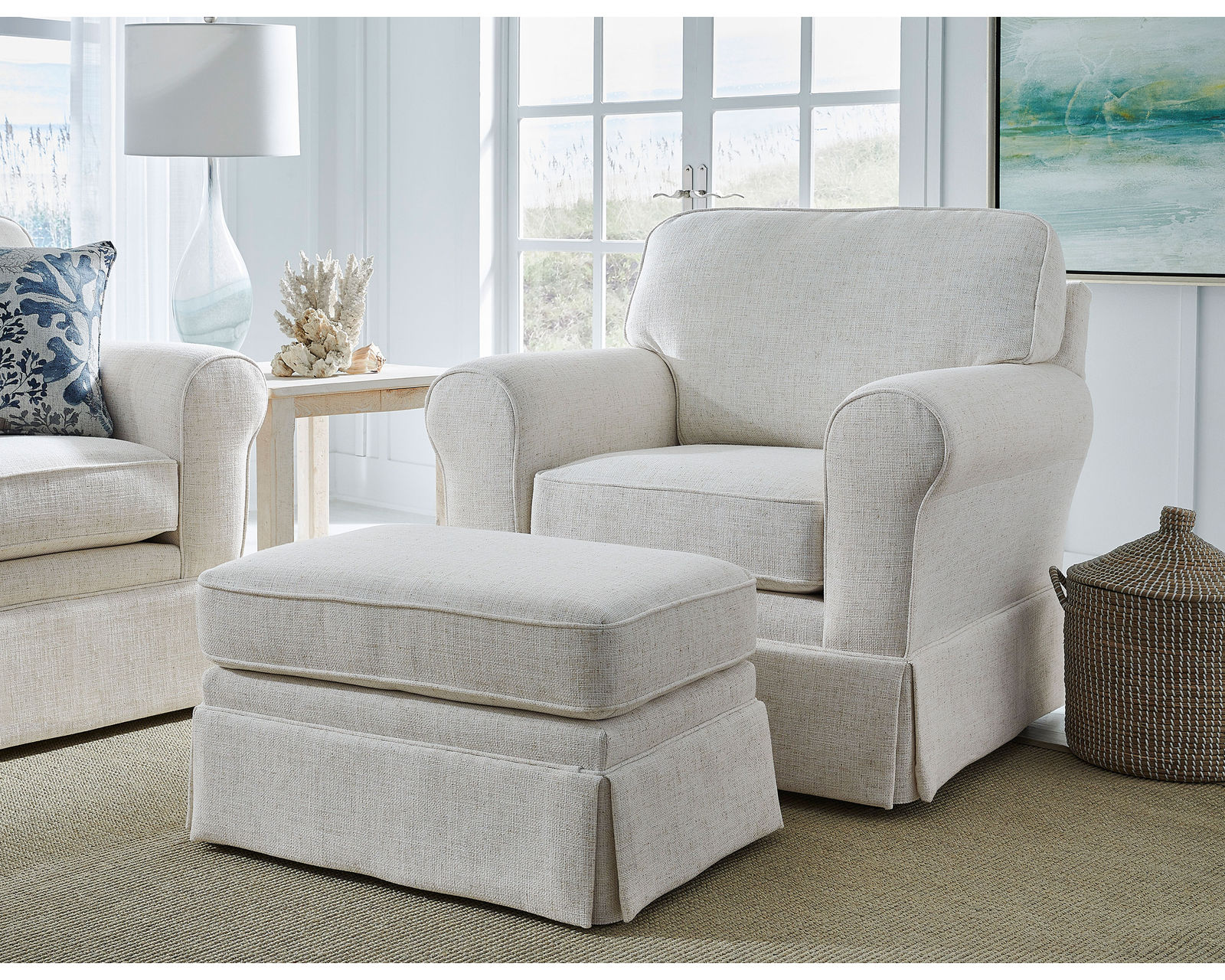 Susanna Stationary Sofa (+139 fabrics) 83" - Susanna Club Chair and F23 Ottoman