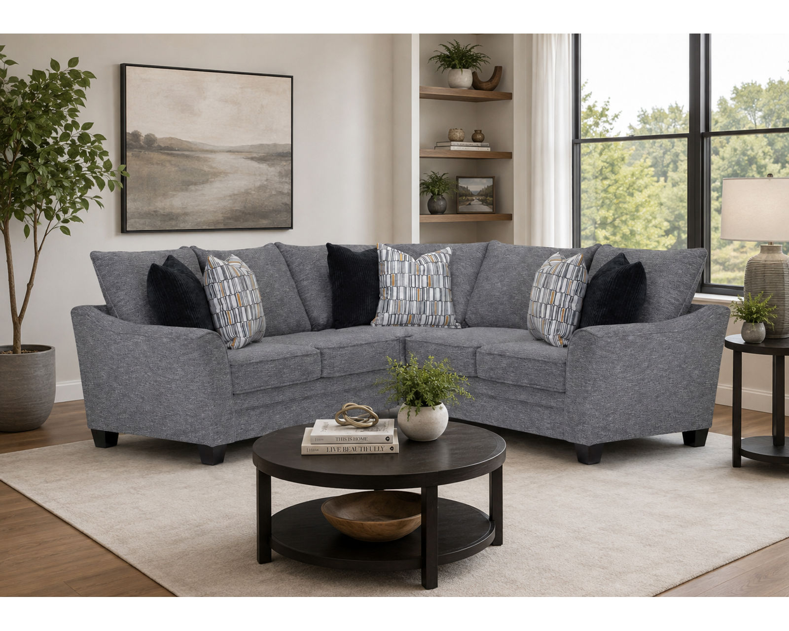 Paradox 983 Three Piece Sectional (Tailored Style. Everyday Comfort) - Shown in Durable Polyester Color Haze