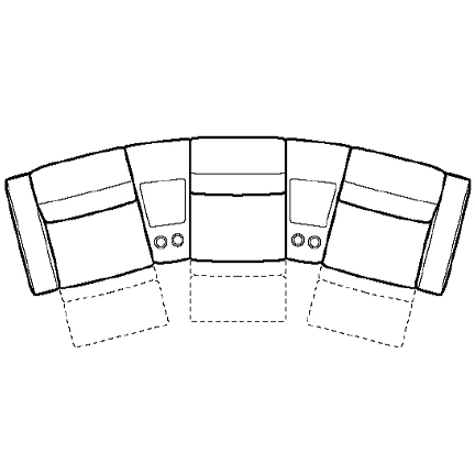 Layout K: Five Piece Sectional 162" wide (3 recliners)