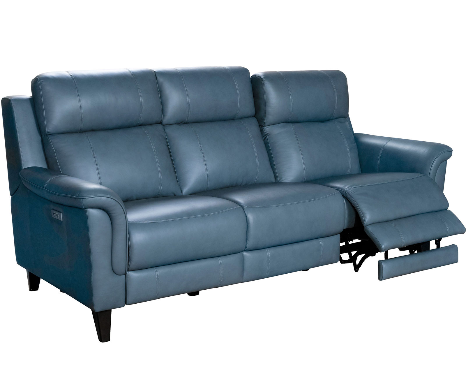 Kester 86" Leather Power Headrest Power Reclining Sofa (Bluegray) In stock - All leather everywhere your body touches