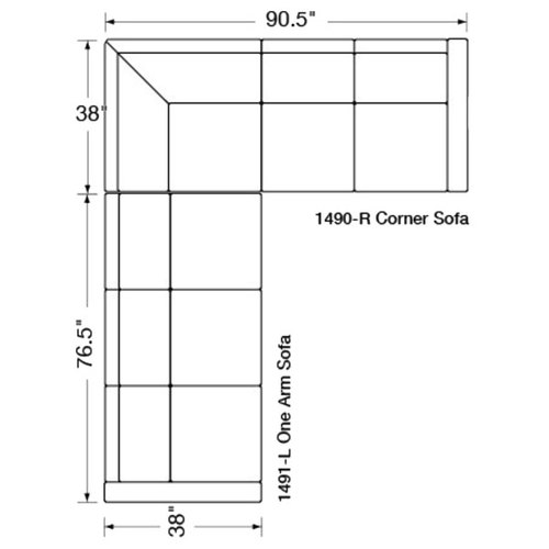 Layout D: Two Piece Sectional (114.5 x 90.5)