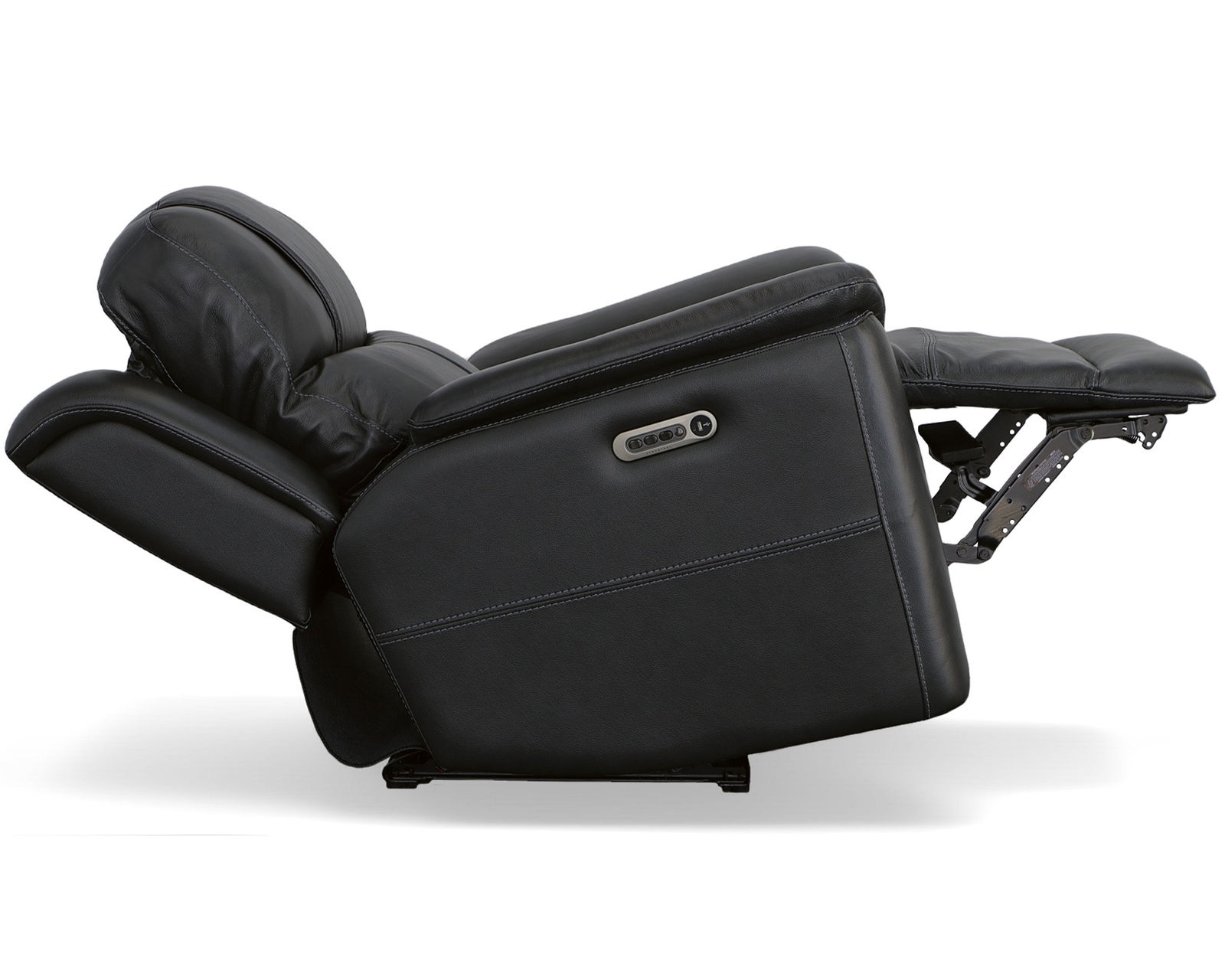 Crew Power Reclining Loveseat with Console, Power Headrests & Lumbar (Black leather) in stock - Crew Power Recliner with Power Headrest & Lumbar