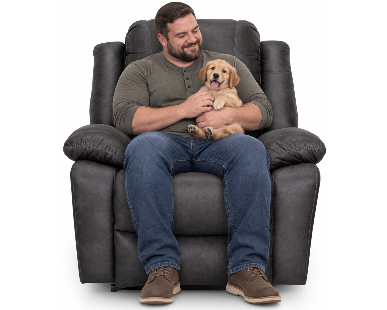 Caesar 9534 500 lb. Oversized Big Man's Rocker Recliner Brown  (Commanding Size. Heavy-Duty Strength. Built for 500 lbs) - Commanding Size. Heavy-Duty Strength. Built for 500 lbs