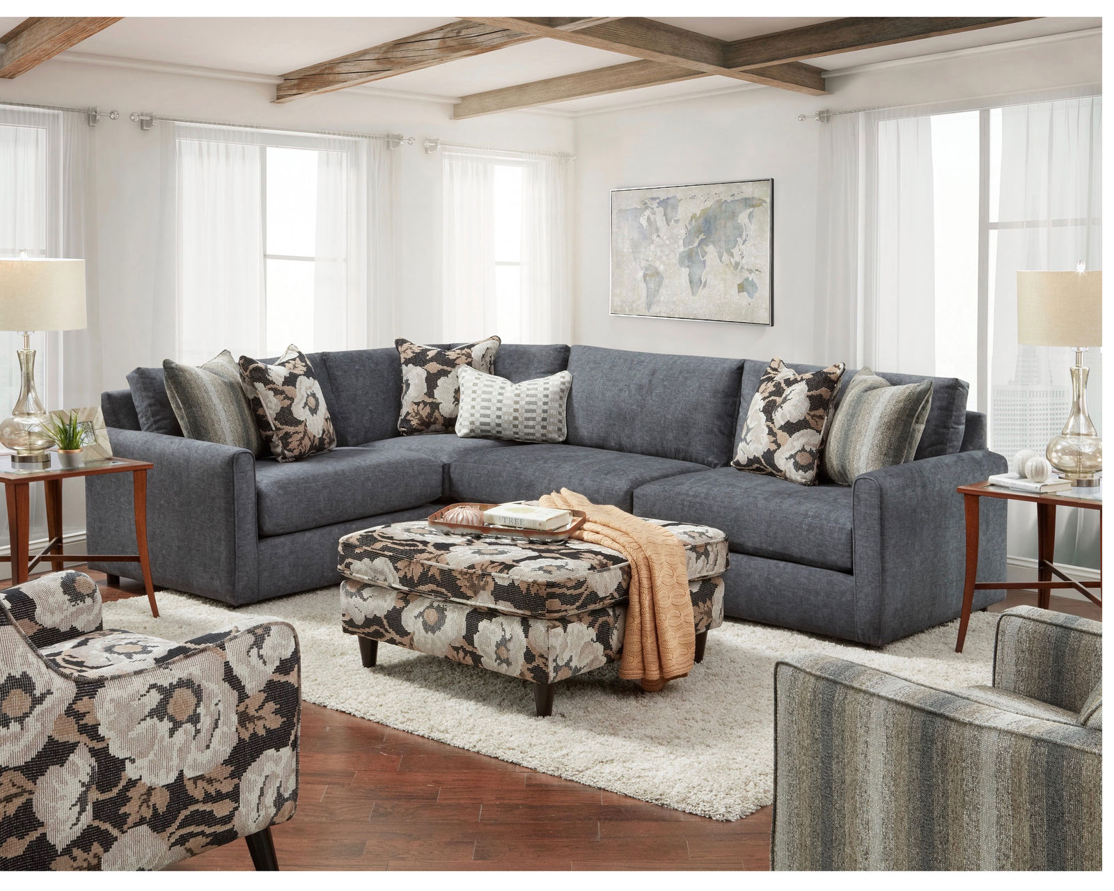 Argo Ash Two Piece Sectional (Includes Pillows) 83.5" x 124" - Argo Ash 2 Piece Sectional 7001-31L, 33R