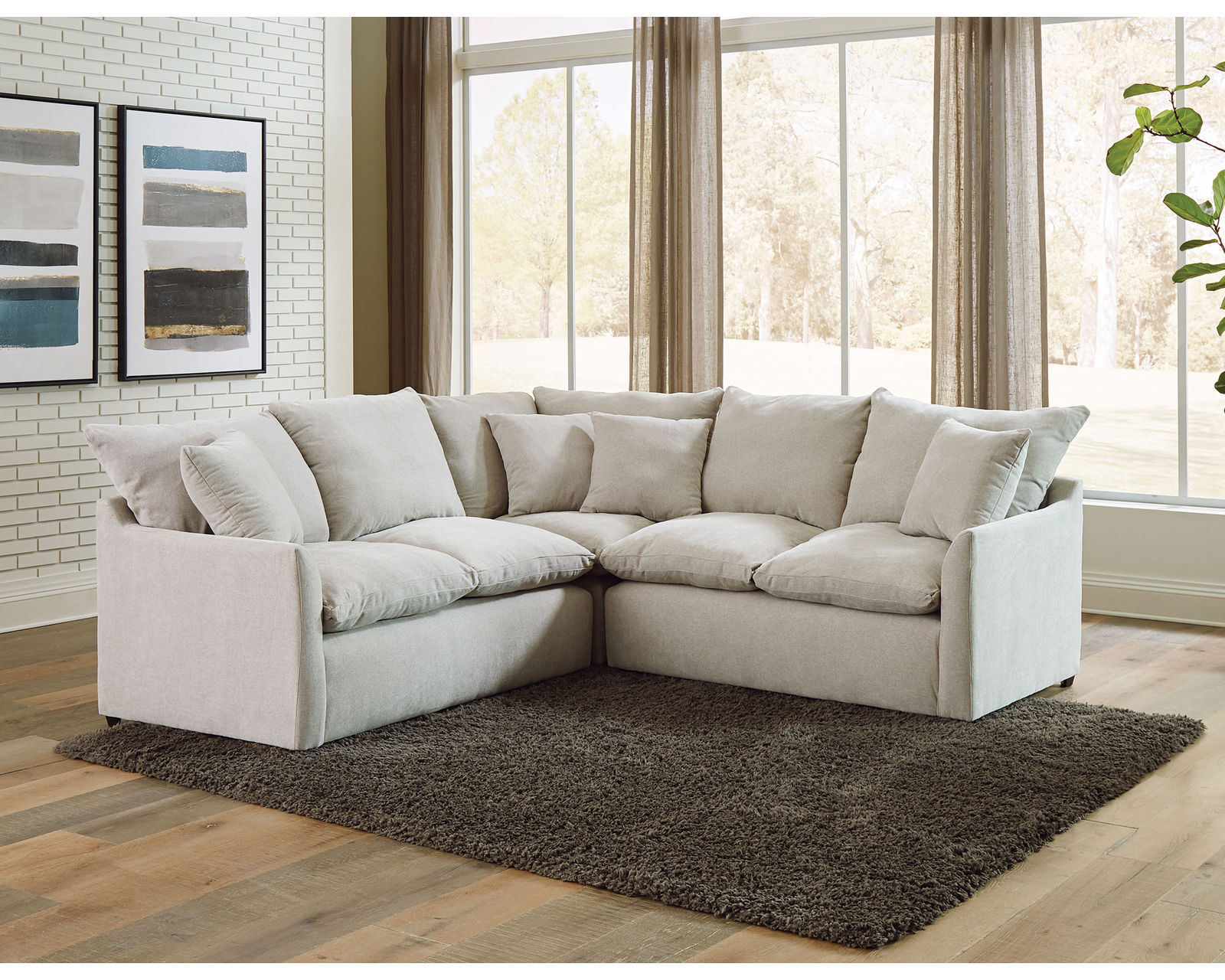 Harper 1345 Stationary Sectional (Relaxed living) - Layout C: Two Piece Sectional 97" x 97"