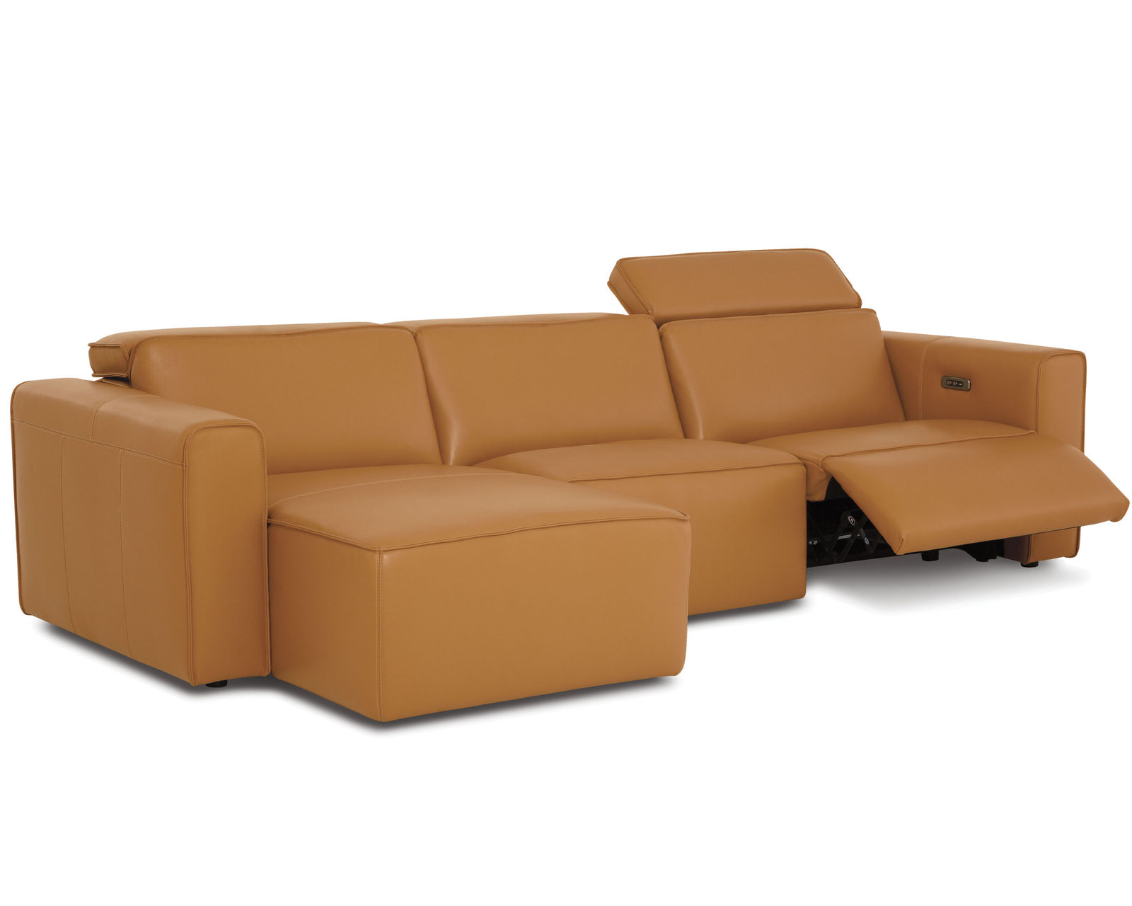 Colton 44007 Power Headrest Power Reclining Sectional (+50 fabrics) - Layout D: Three Piece Chaise Reclining Sectional. 62" x 117"
