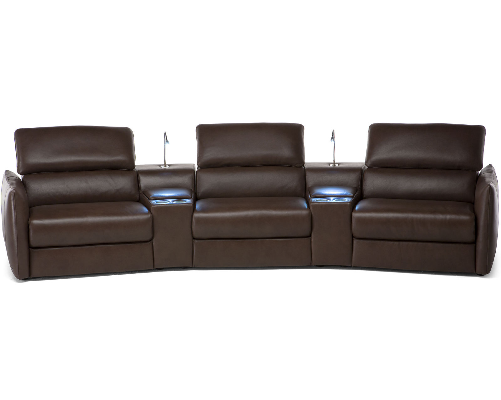Meraviglia B995 Leather Home Theater Sectional (+25 leathers) - Shown with include touch lights on