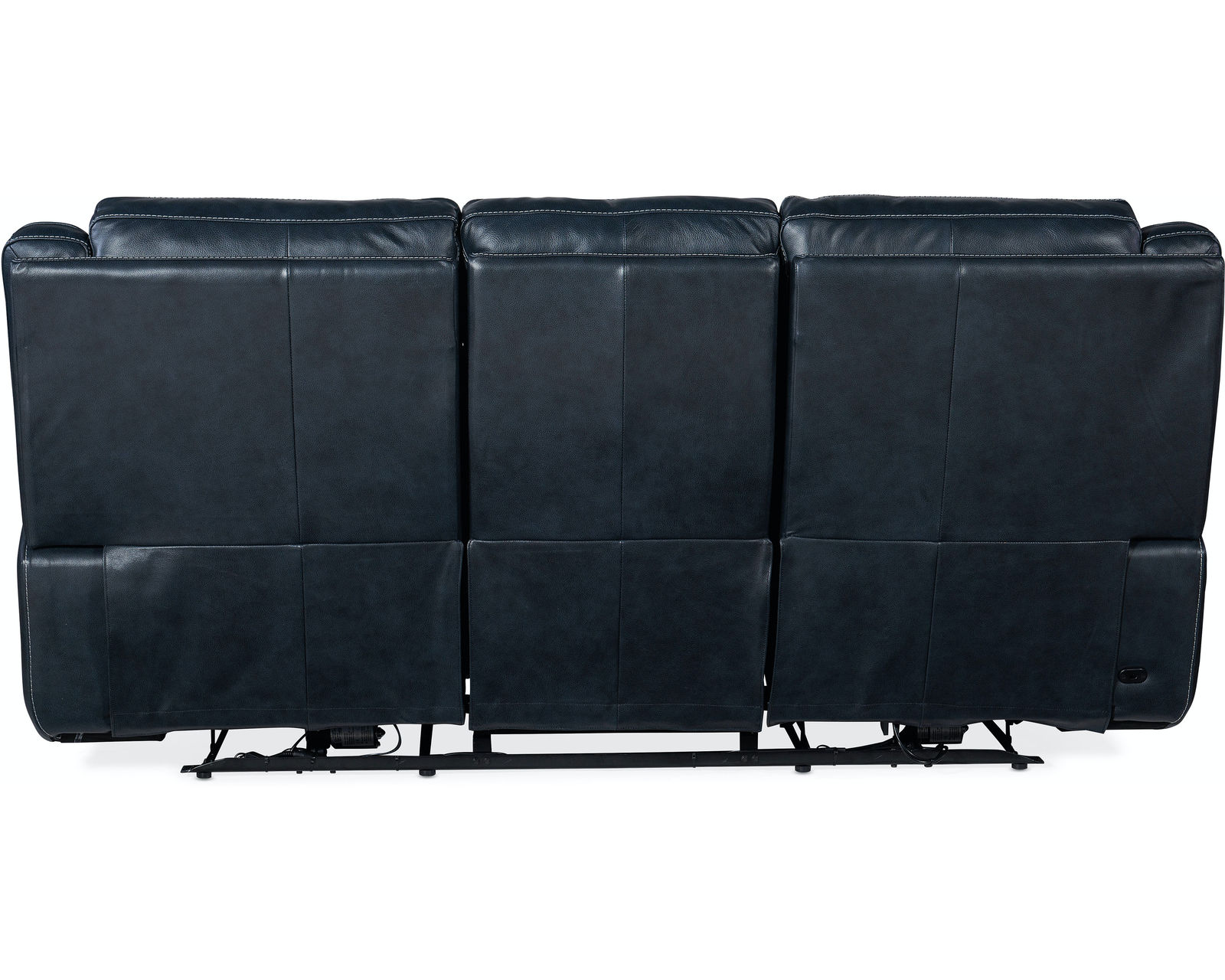 Montel Lay Flat Leather Power Sofa with Power Headrest & Lumbar (Cobalt) In stock - Chunky and comfy in the chic Cosmos Cobalt finished top-grain leather
