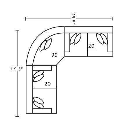 Layout C: Three Piece Sectional 119.5" x 119.5"