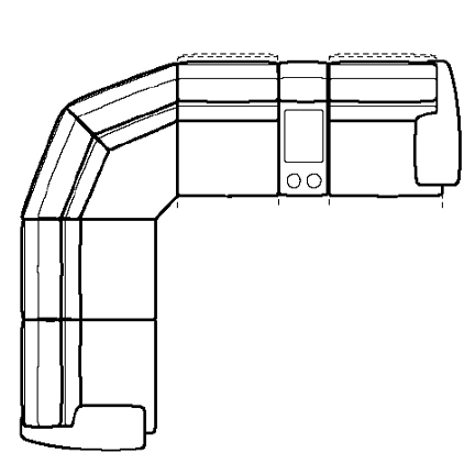 Layout K: Six Piece Reclining Sectional (3 recliners) 116" x 128"