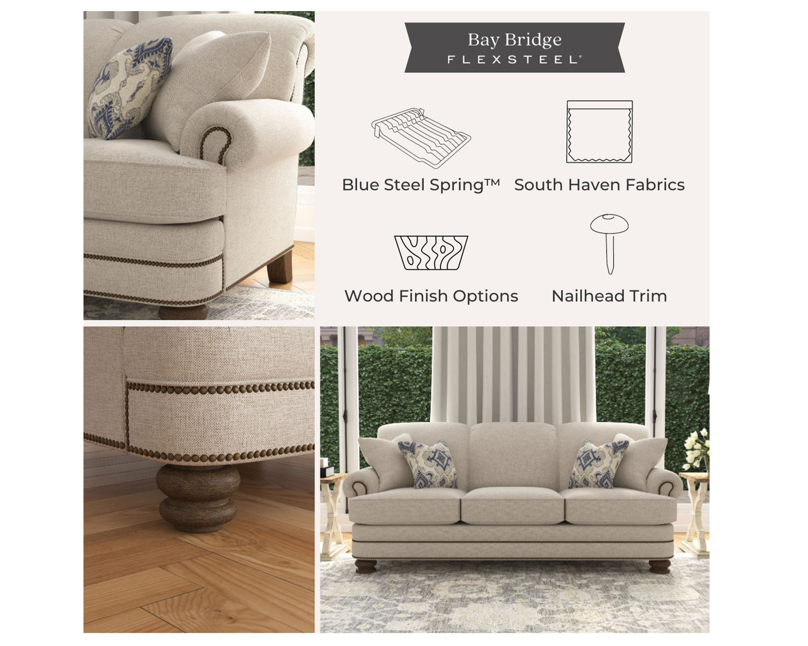 Bay Bridge 3790 Nailhead Chair (+50 leathers) 85"