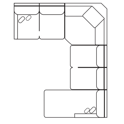 Layout G: Four Piece Sectional 105" x 130"