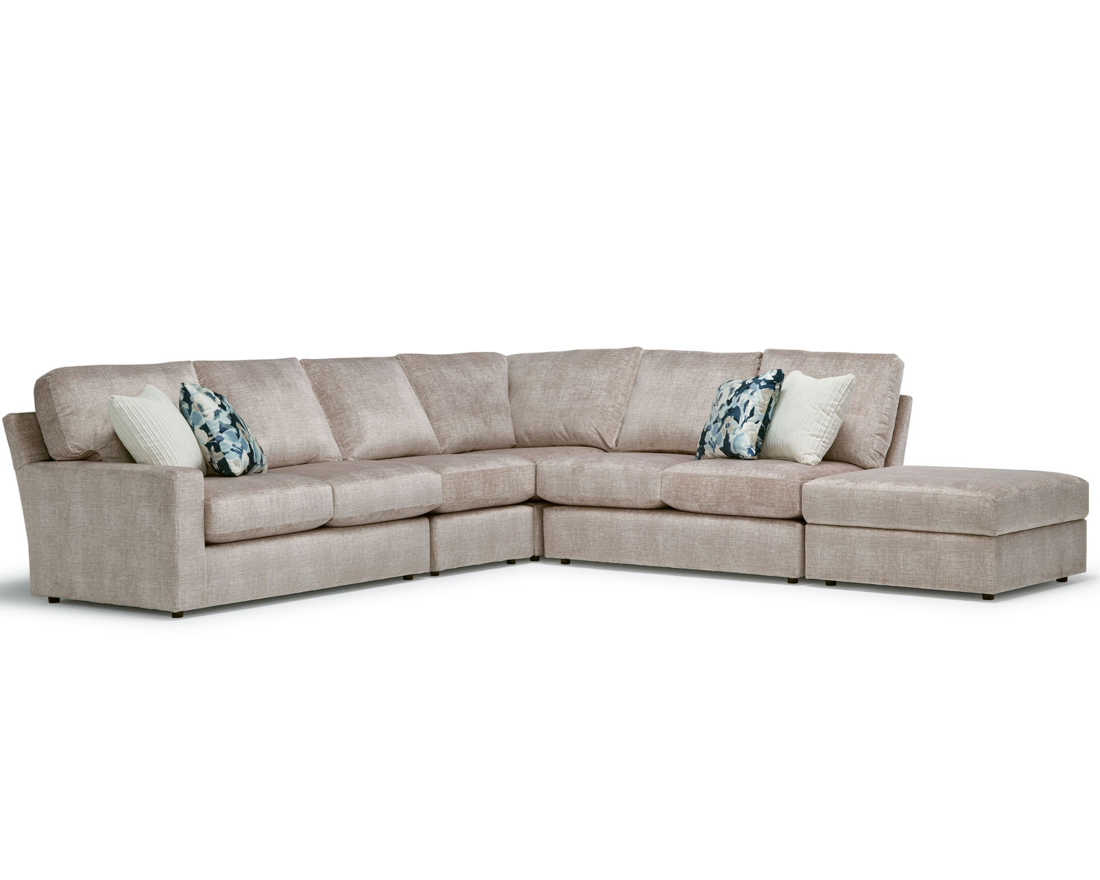 Dovely Stationary Sectional (+139 fabrics) - Layout P: Five Piece Sectional 127" x 129.5 (1 USB Chargers)
