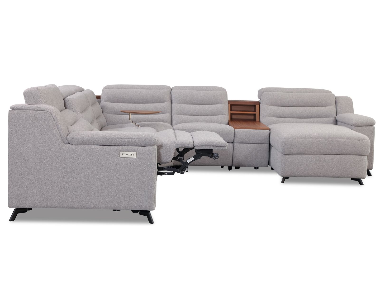 Lotus 44012 Reclining Sectional (+200 colors) - Layout C: Five Piece Chaise Reclining Sectional 127" x 134"