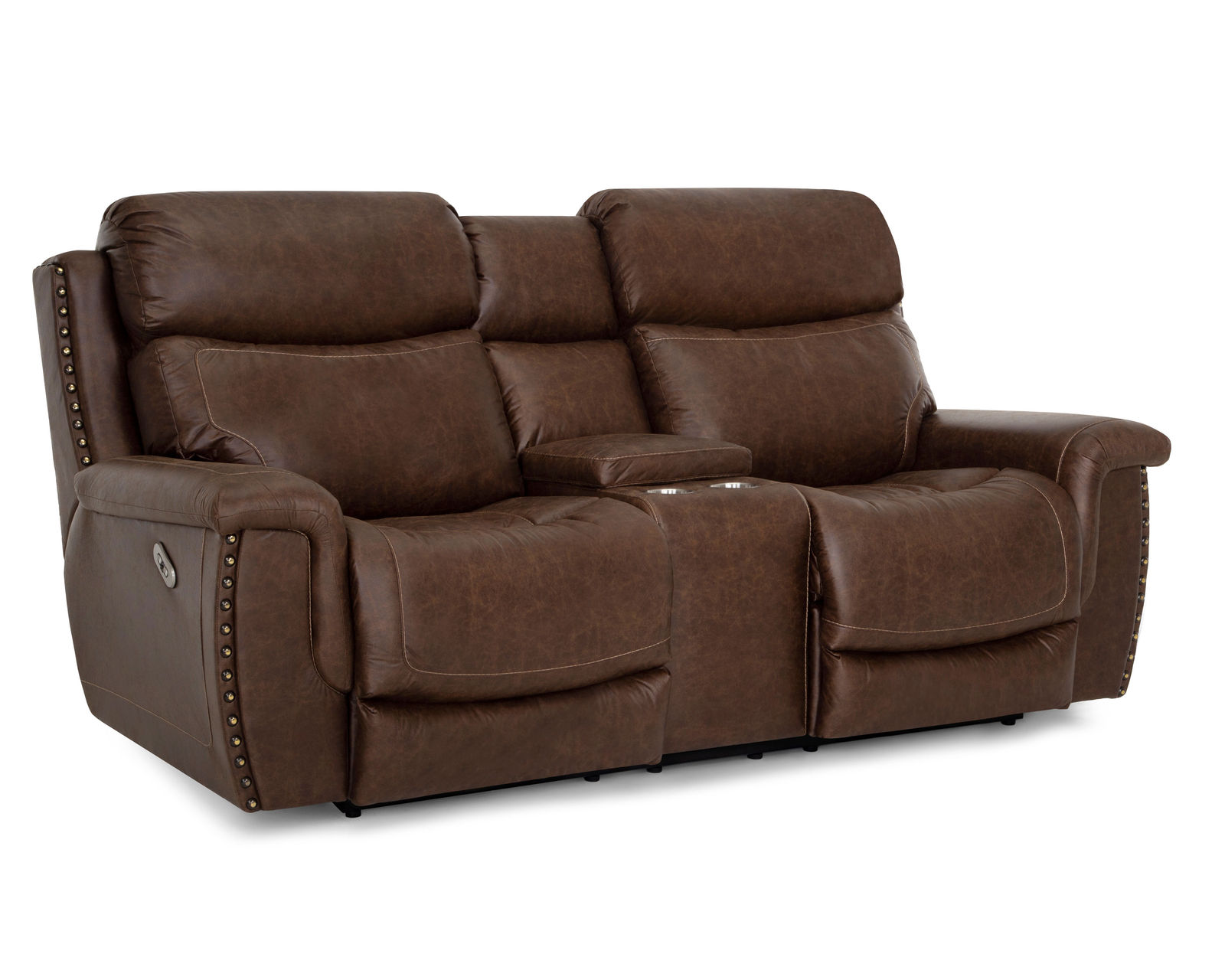 Brixton 648 Reclining Sofa (94") Brown Faux Leather Like Fabric - Take an Extra 25% Off the Brixton Console Reclining Loveseast