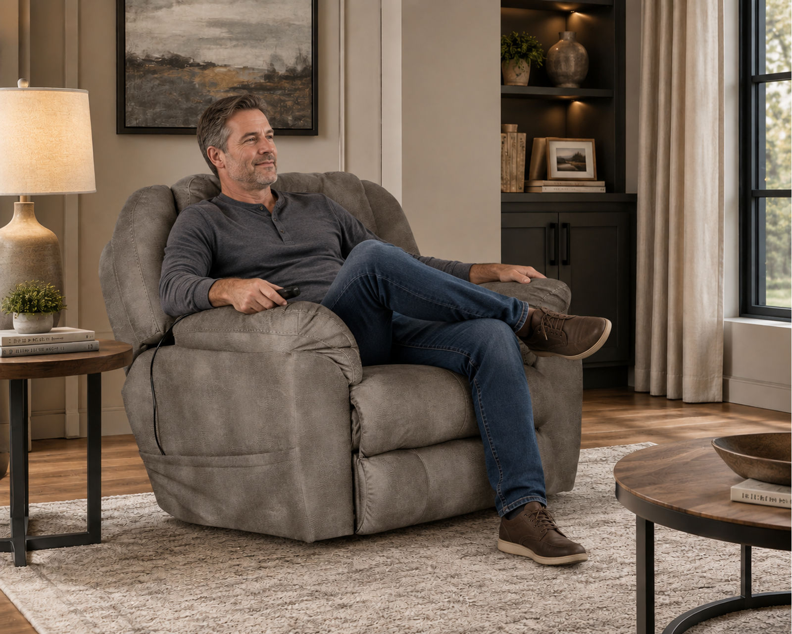 Flynn 90" Power Lay Flat Reclining Sofa with Power Headrests, Power Lumbar, Dual Heat & Massage - Flynn Extra Wide Power Headrest – Power Lumbar – Power Recliner with Dual Heat and Massage