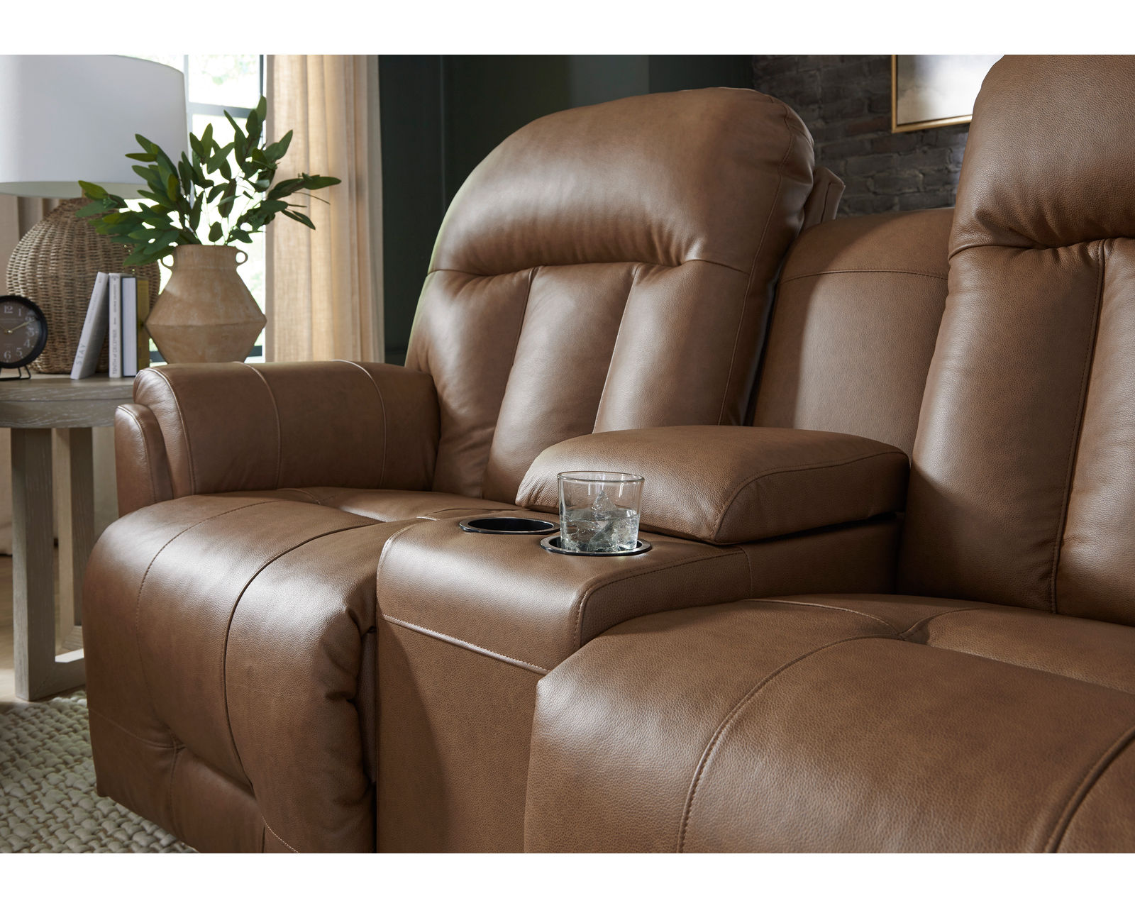 Suitably 88" Double Reclining Leather Sofa (+46 leathers) - Suitably Leather Double Reclining Console Loveseat