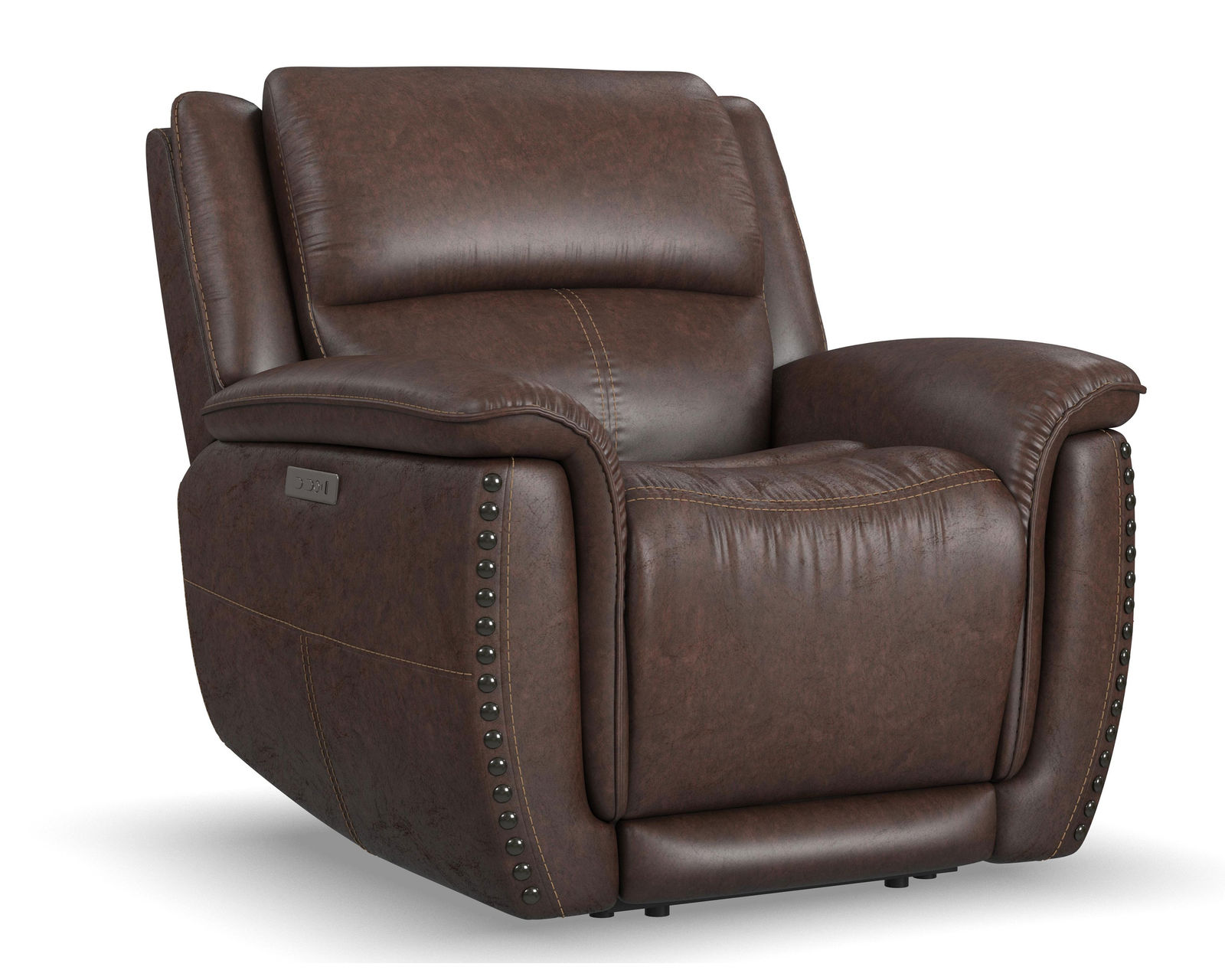 Beau 1011 Power Headrest Power Reclining Console Loveseat (Caramel faux leather fabric) in stock - Also available in chocolate leather like fabric